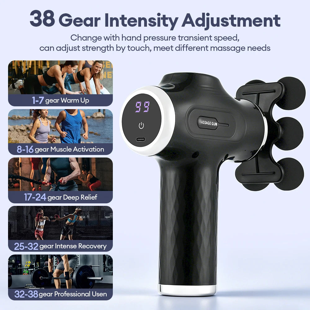 Mini Muscle Massage Gun with 10 Heads and Adjustable Intensity