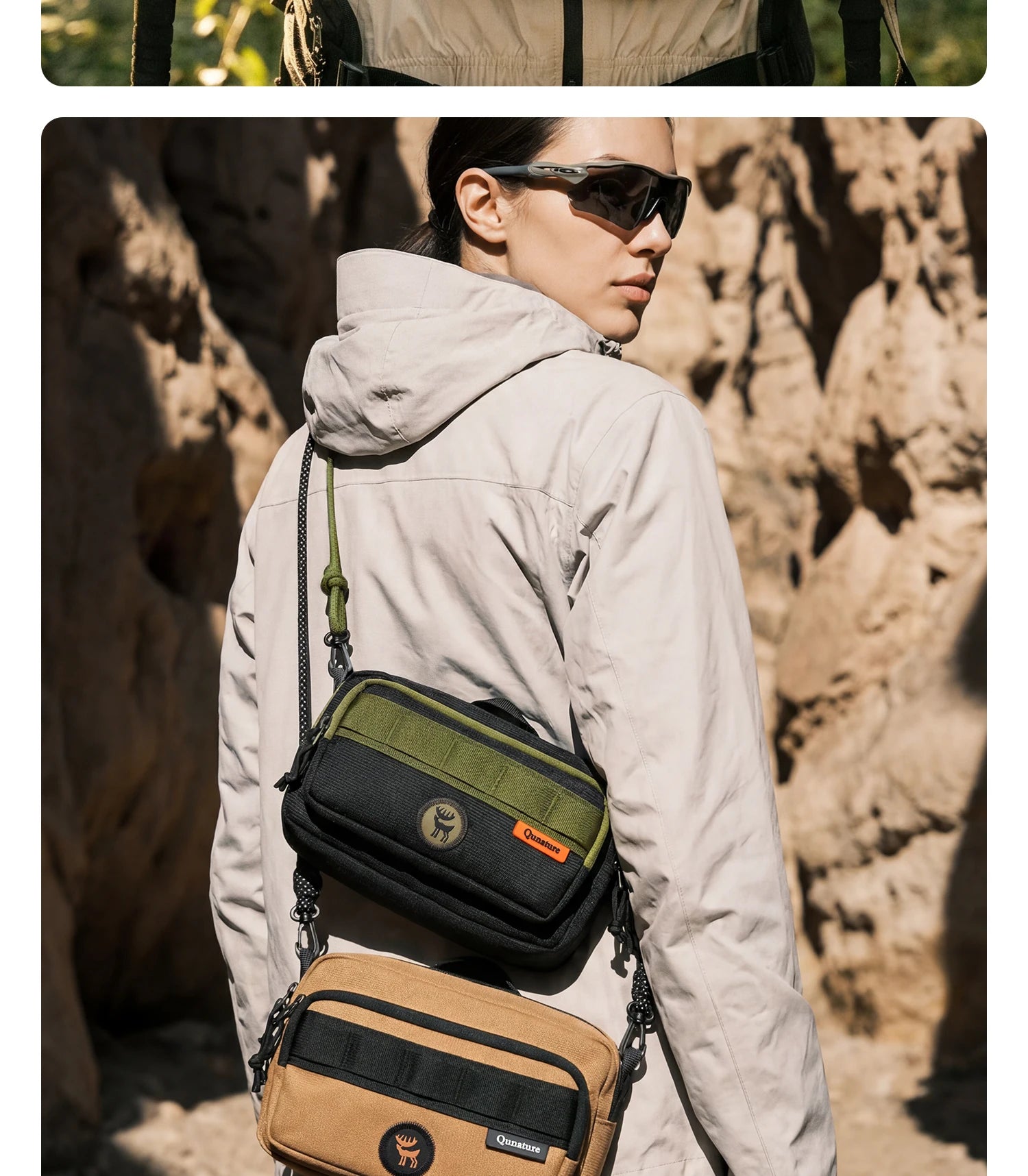 Wasserfeste Umhängetasche zum Wandern mit Sling-Gurt und Stauraum