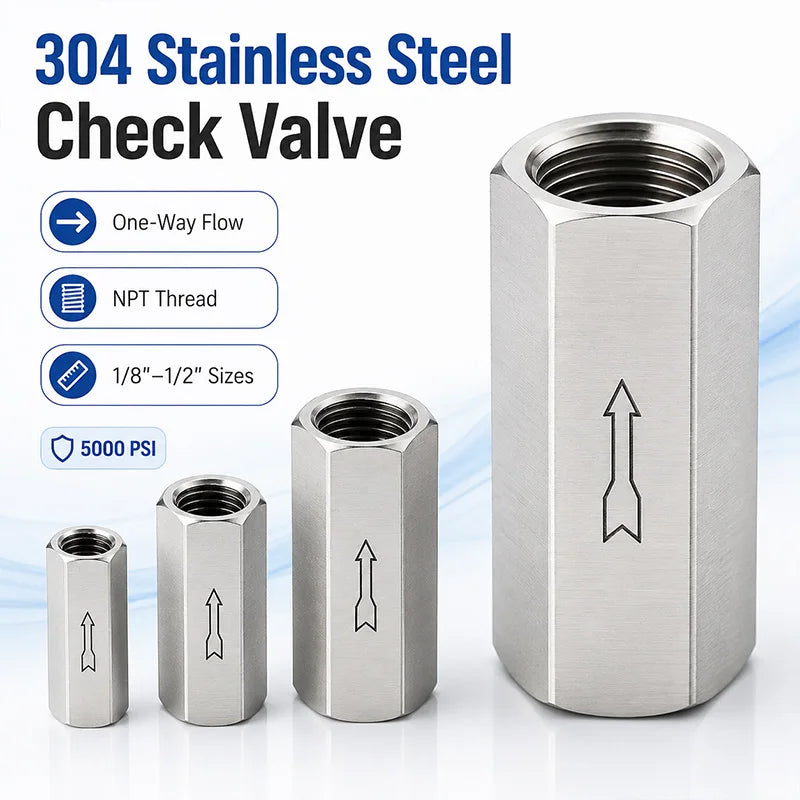 Stainless Steel Female Thread Check Valve, 1/8 to 1/2 BSP