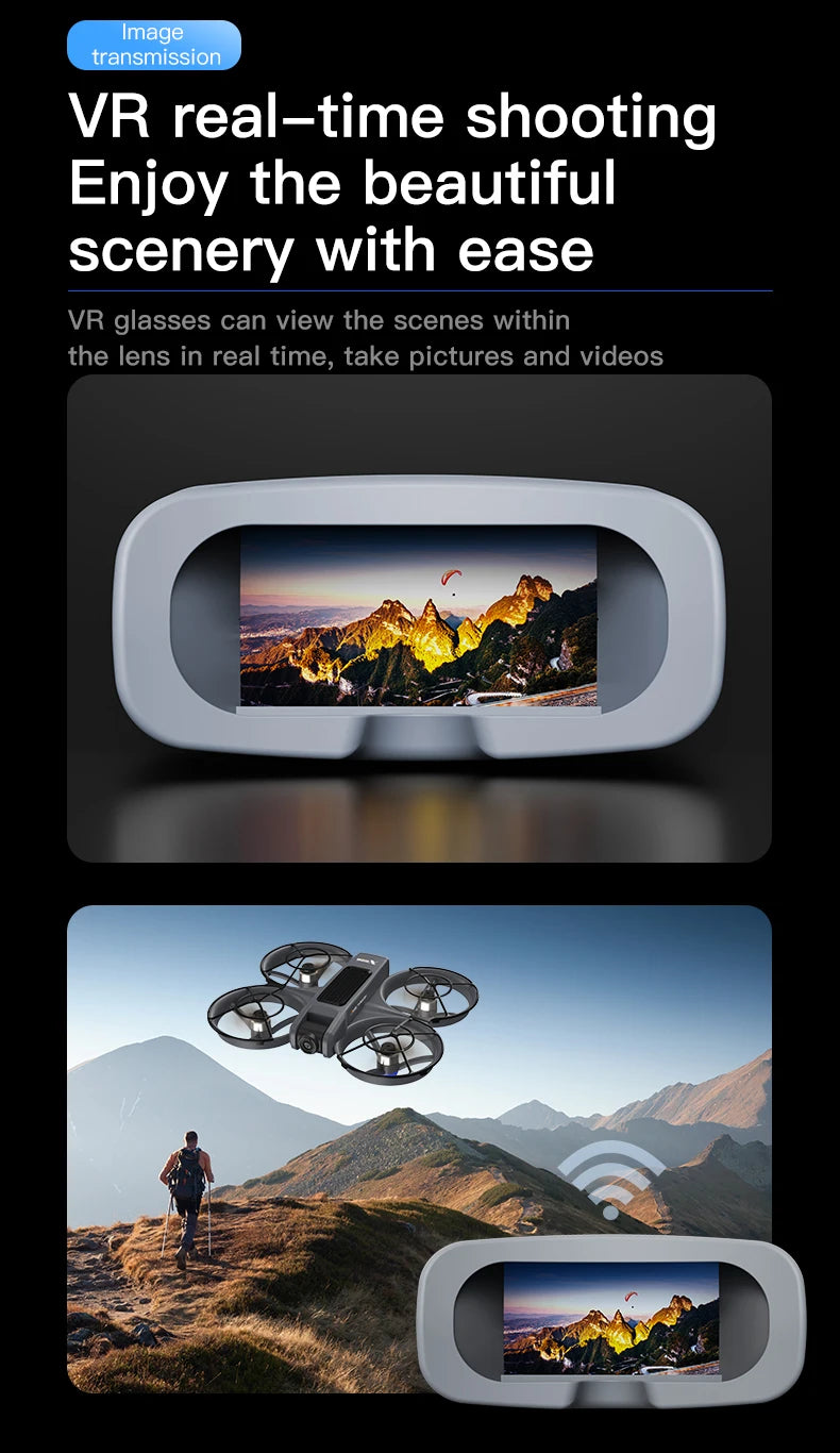 VR Big Drones 4K HD Wide Angle Camera WiFi FPV RC Helicopter with Large Screen Foldable Quadcopter for Professional Photography