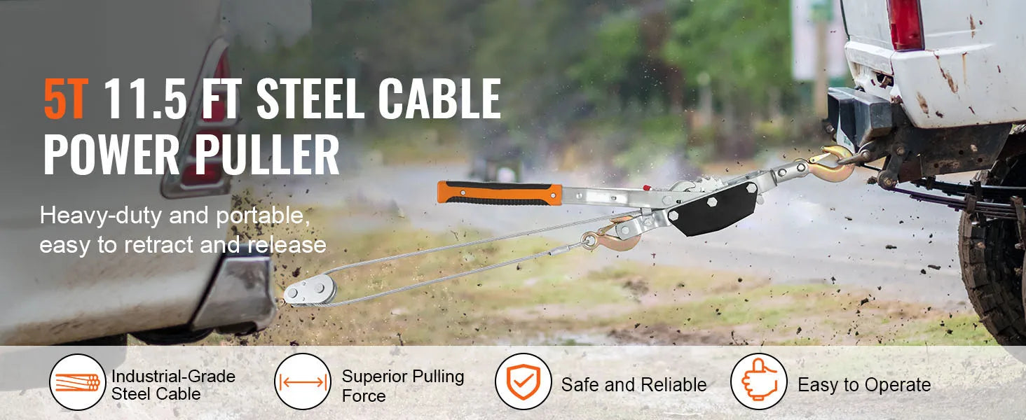 5 Ton Come Along Winch with 11.5ft Steel Cable Power Puller