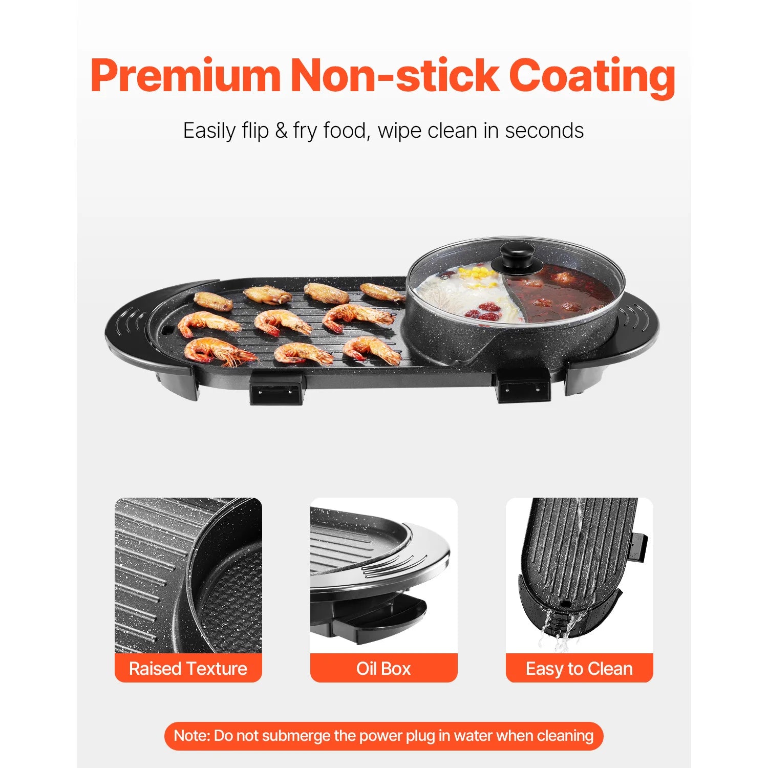 2200W 2-in-1 Electric Hot Pot with Grill for 1-6 People