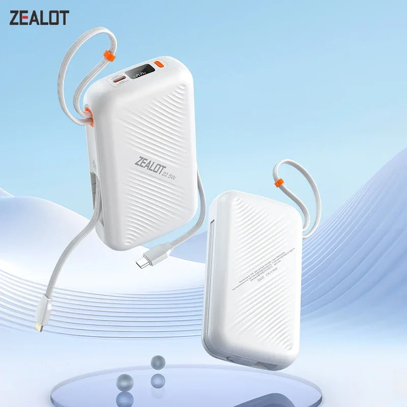 20000mAh Portable Power Bank with USB-C Cable and Digital Display