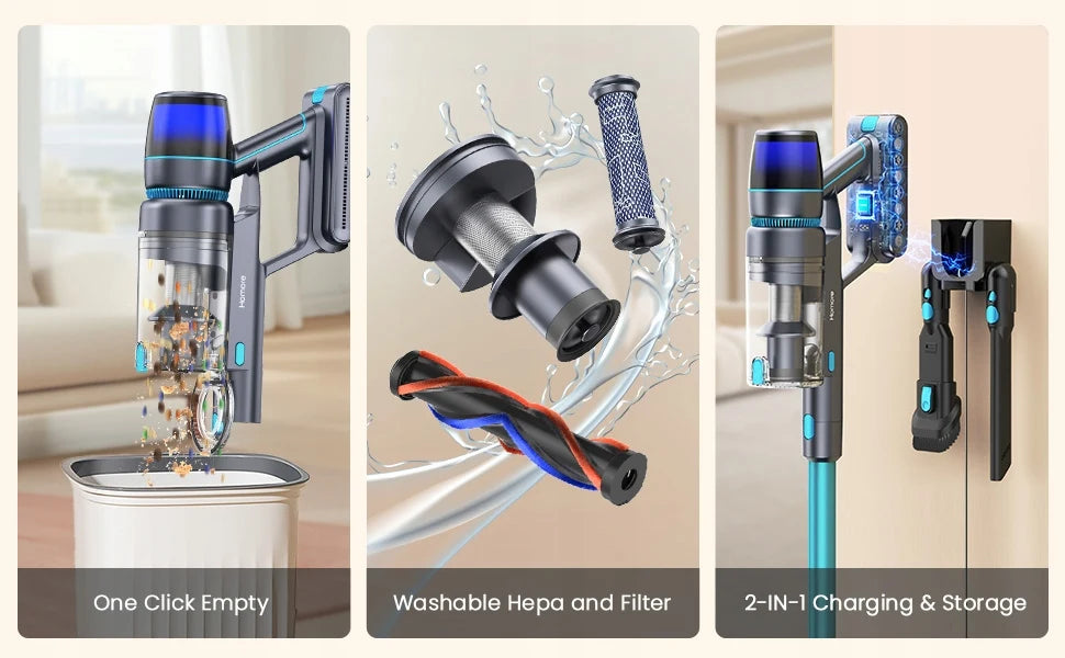Homore 600W Cordless Vacuum Cleaner with Smart Suction and LED Display