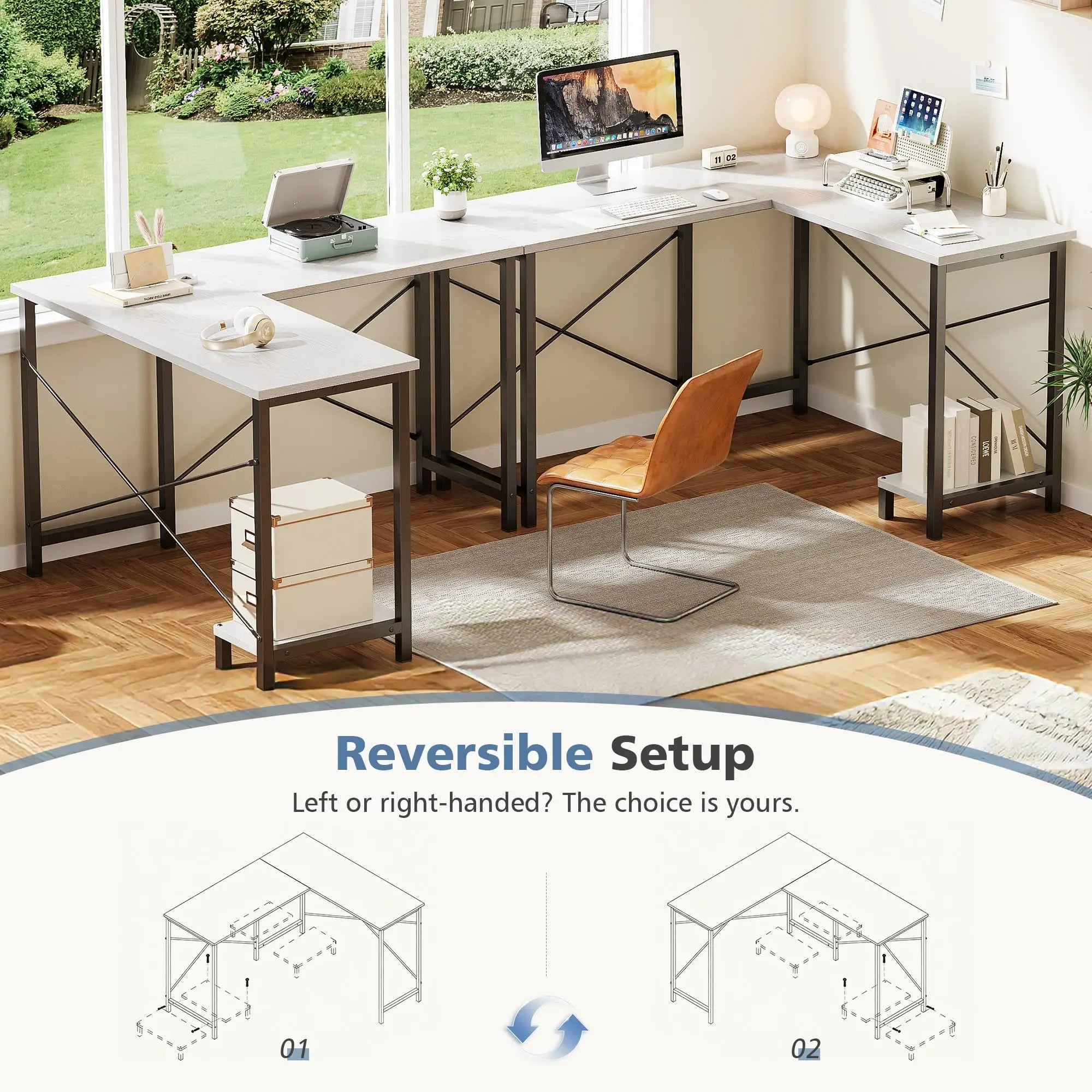 50 Inch L-Shaped Gaming Desk with CPU Shelf Corner Workstation