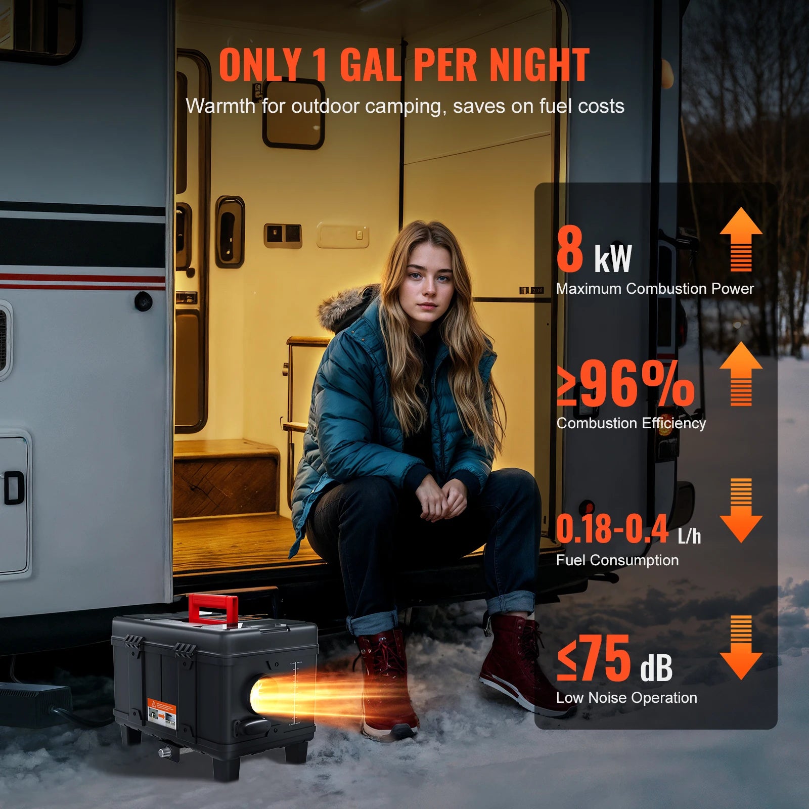 8KW Diesel Air Heater with Bluetooth & CO Alarm for Vehicles