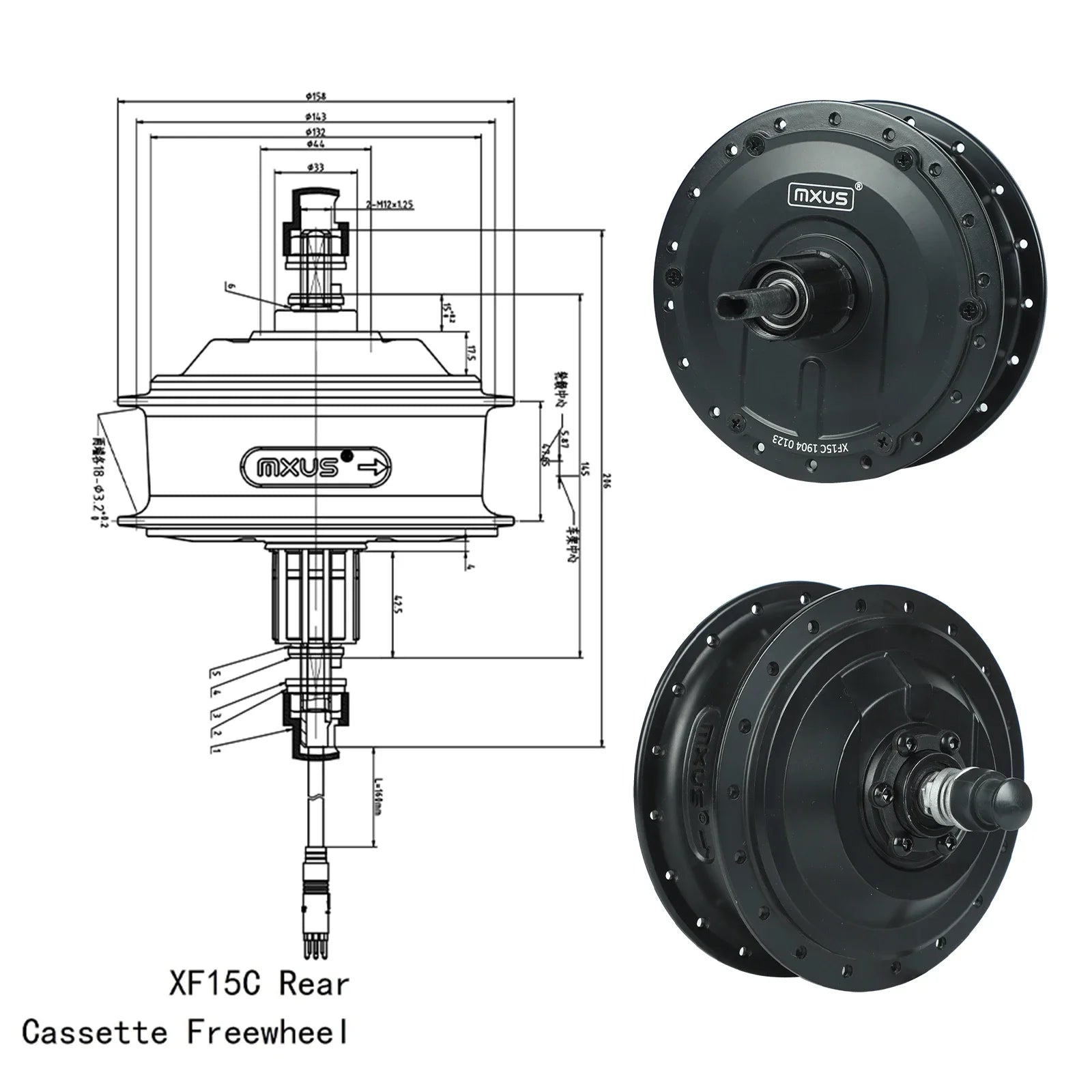 MXUS elektrický bicykel E‑Bike motor bezkefkový prevodový nábojový pohon
