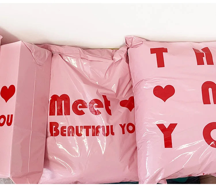 INPLUSTOP 20Pcs/lots Pink Courier Bags Thicken THANK YOU Plastic Shipping Bags Self Seal Envelopes Post Clothing Mailing Pouch