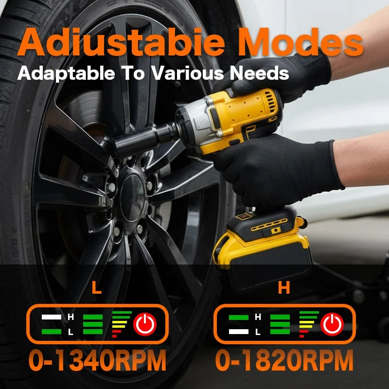 Cordless Impact Wrench - 590Ft-lbs (800N.m) Brushless 1/2 inch, 3300RPM High Torque Impact Gun, 2x 4.0Ah Battery, Charger & 4 Sockets, Electric Impact Wrench for Car Home