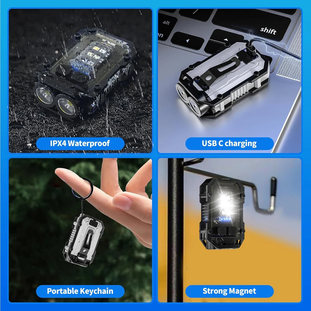 Lanterna do Bolso Potente, Lanterna Magnética, LED Super Brilhante, EDC Mini Lanterna de Includes COB LED