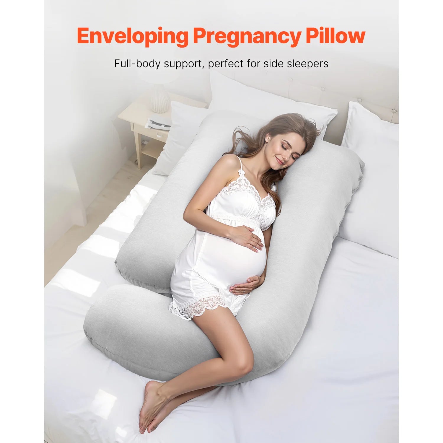 Full Body Pregnancy Pillow with Washable Cover for Better Sleep