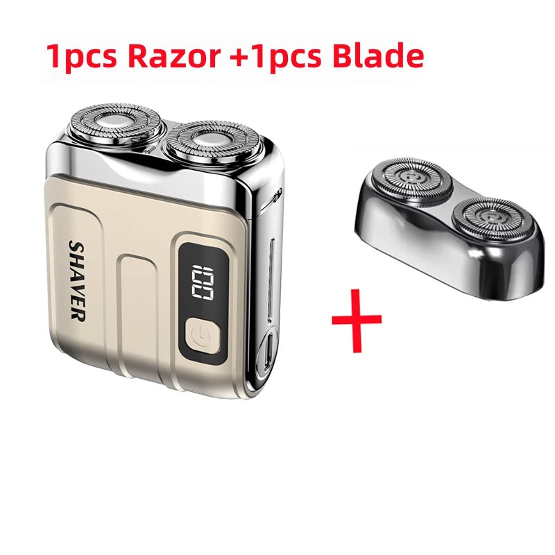 Mini Electric Shaver with Dual Blades & Digital Display