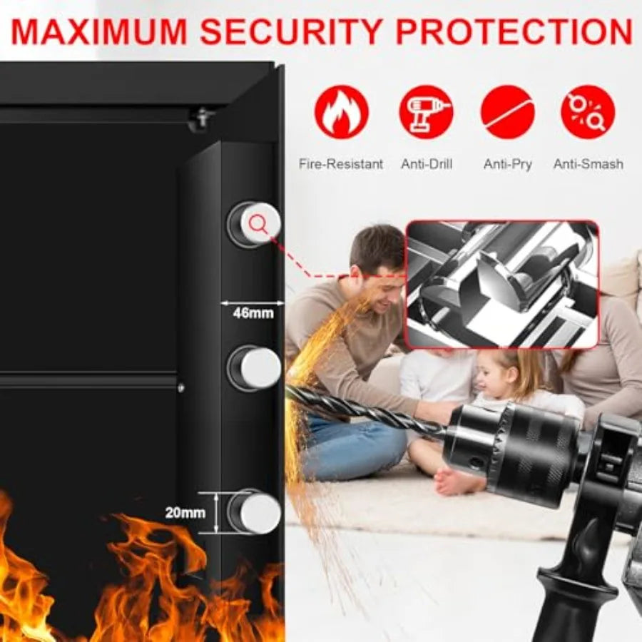 Fireproof Waterproof Home Safe with Keypad and Spare Keys