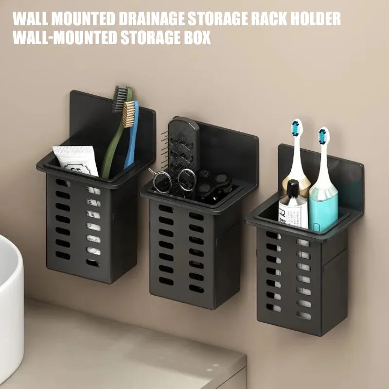 Wall-Mounted Draining Storage Holder for Toiletries