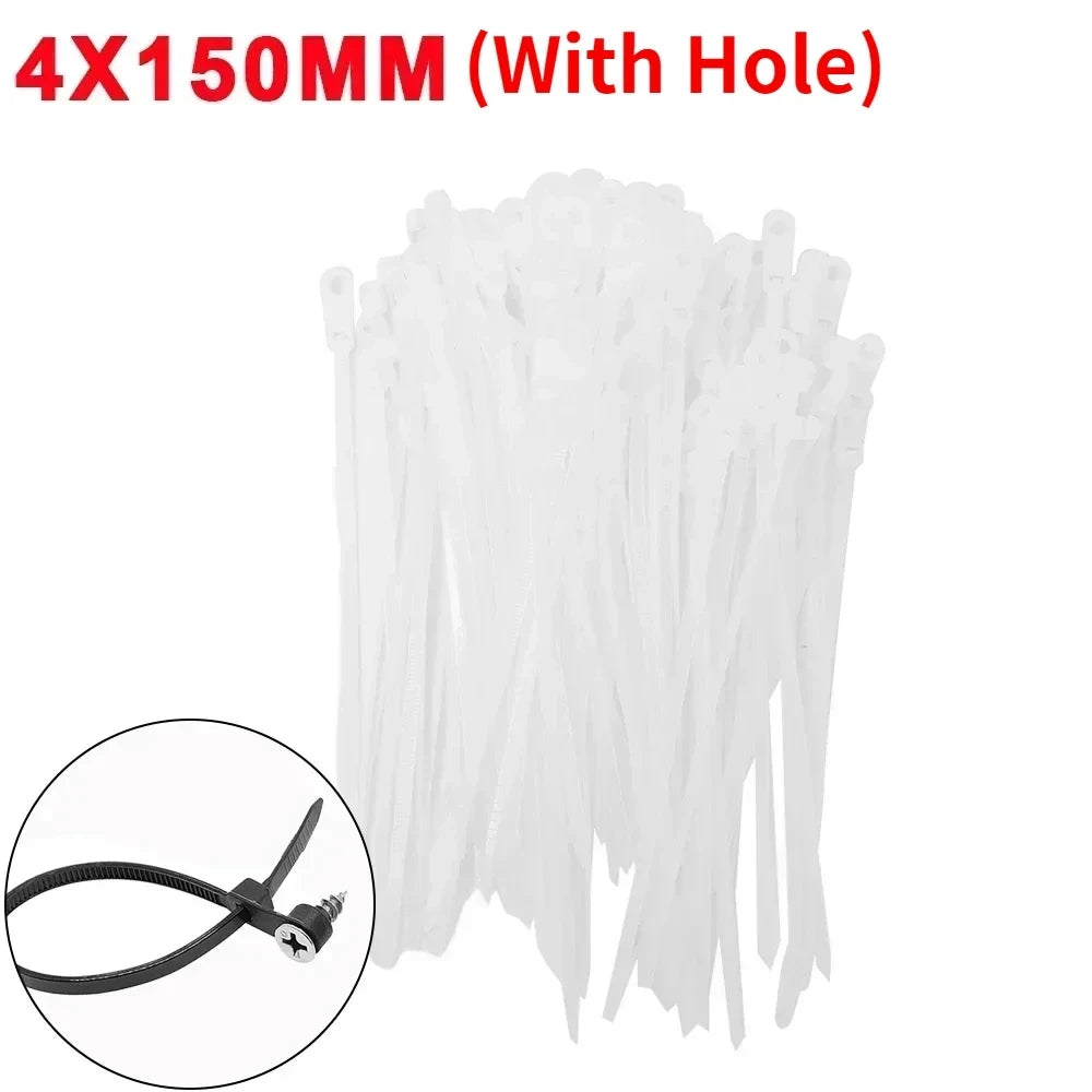 Creative Nylon Cable Ties with Screw Hole Mount Self Locking Loop Wrap Bundle Ties Strap DIY Office Cables Wire Fasten Organizer