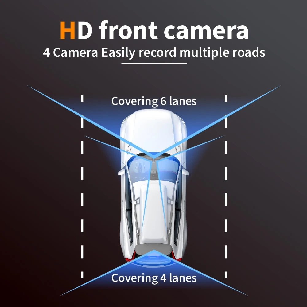 1080P 4-Channel Dash Cam with Night Vision & Loop Recording