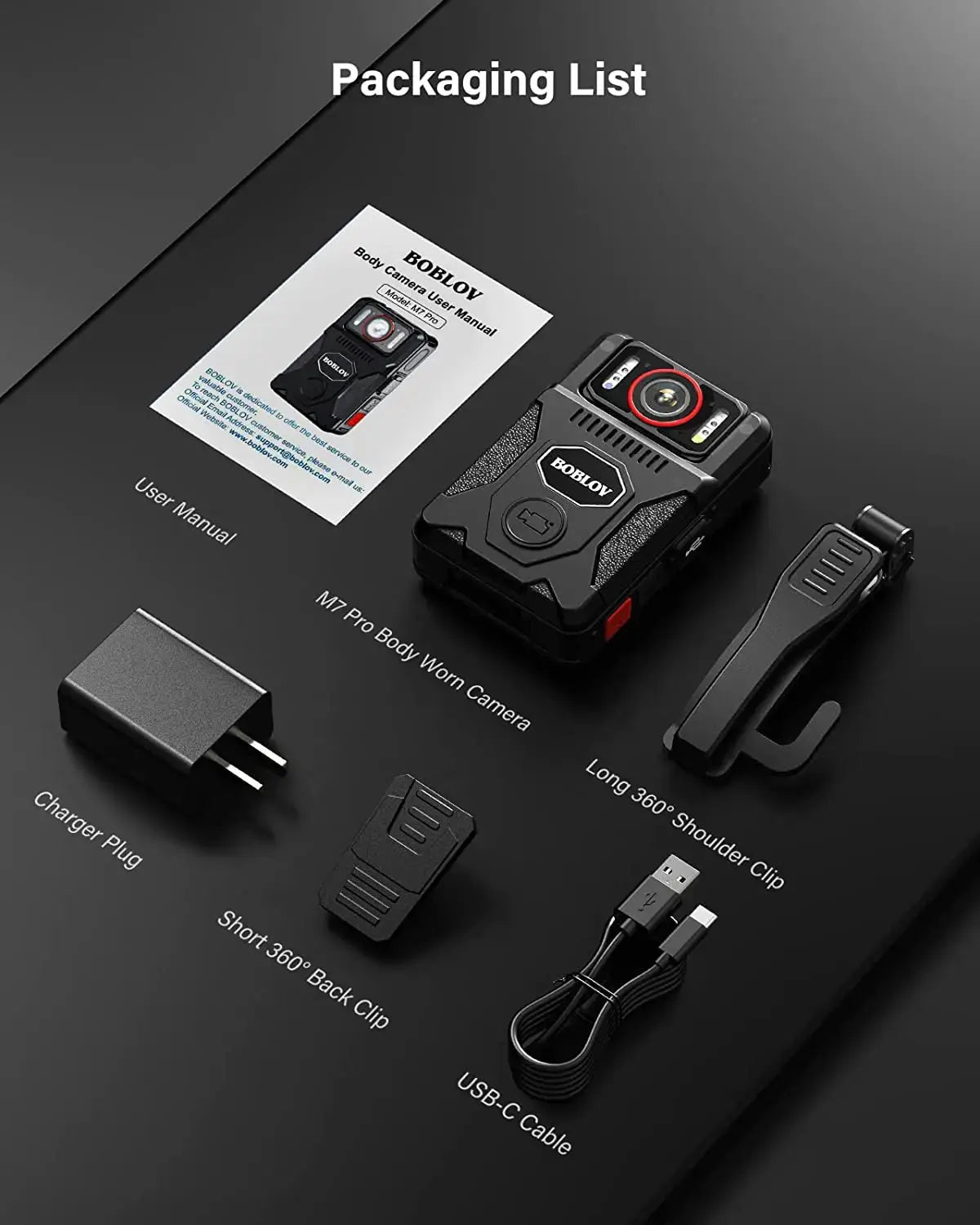 BOBLOV M7 Pro 4K GPS Body Mounted Camera 128GB Video Recorder 180° Rotate Camera 4000mAh Battery for 15 Hours Recording Bodycam Spy-shop.com