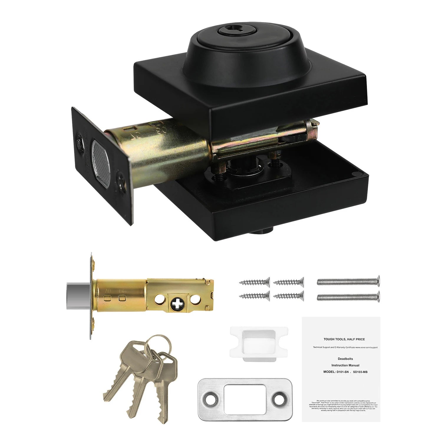 Single Cylinder Deadbolt Lock with 3 Keys for Interior & Exterior Doors