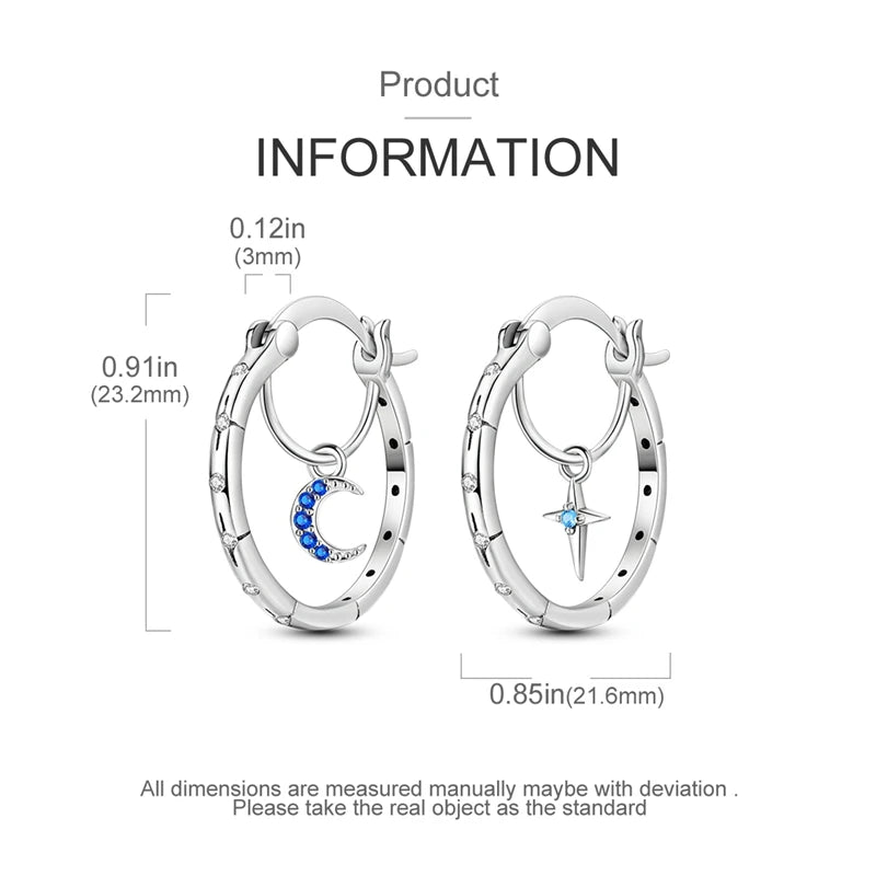 925 Sterling Silver Colored Zirconium Stars Hoop Earrings For Women Jewelry Anniversary WeddingMaking Jewelry Gift