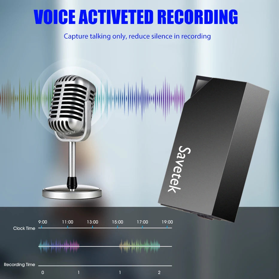Savetek Mini USB Pen Voice Activated 8GB 32GB 64GB Digital Audio Voice Recorder 192Kbps Recording WAV