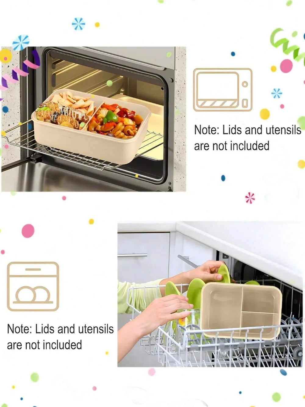 1200ml Divided Lunch Box with Utensil Storage