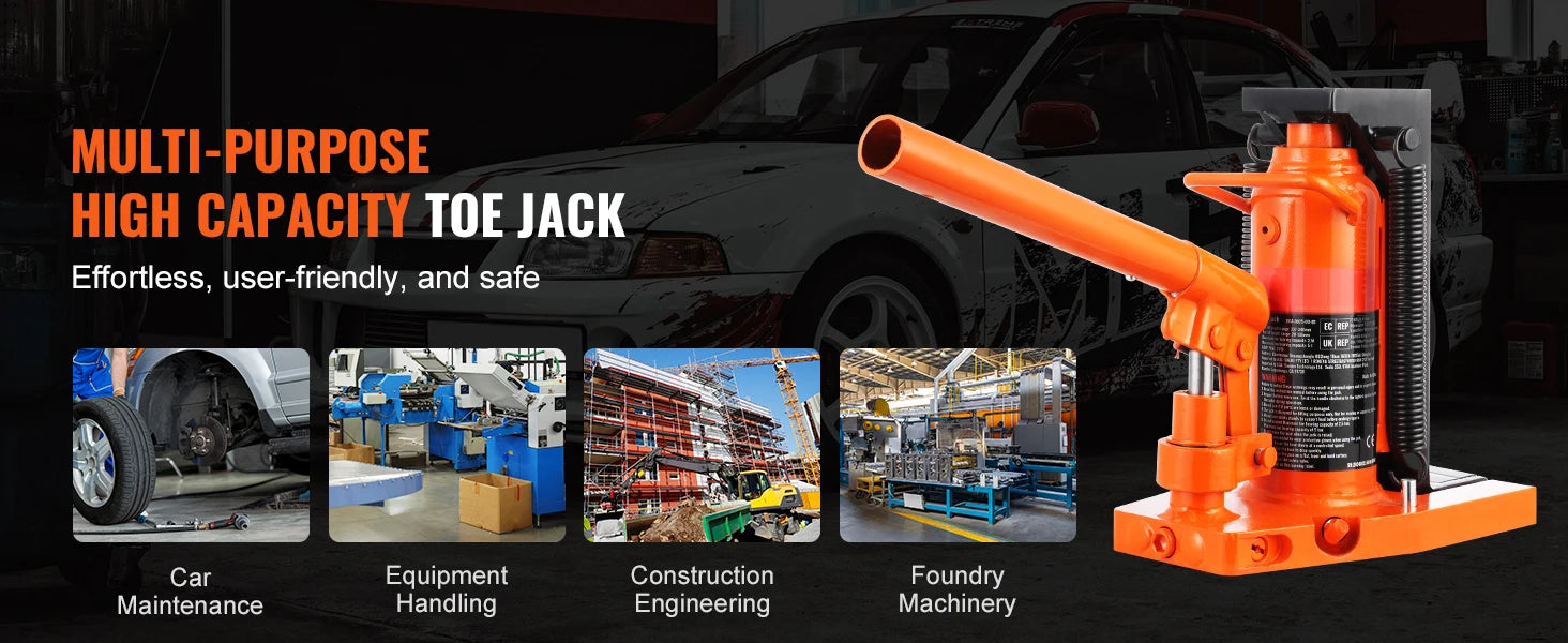 2.5 Ton Hydraulic Toe Jack with Low Profile 0.8–5.3in Lift