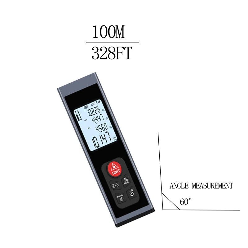 Rechargeable Laser Distance Meter, 40–100m Options