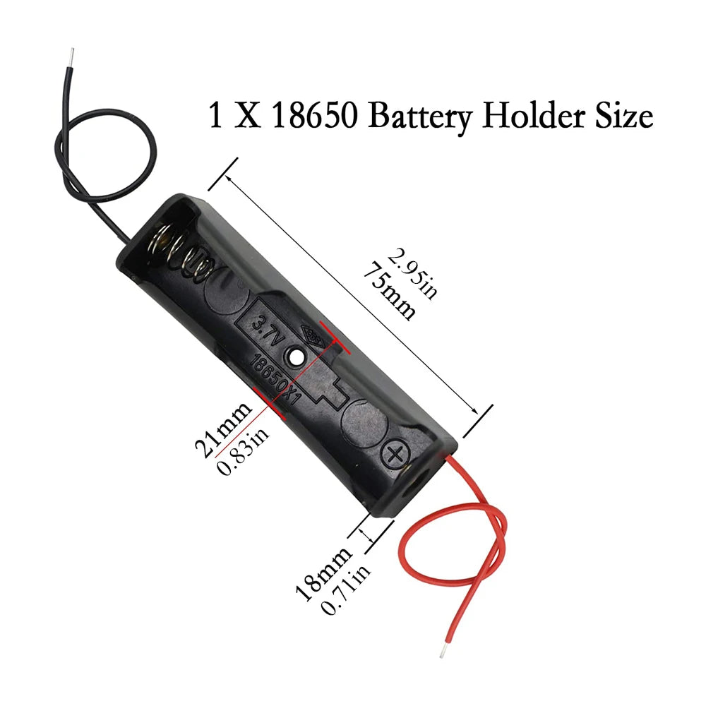 10pcs 18650 Battery Holder Single 1x 3.7V 18650 Battery Holder 18650 Battery Holder with Wires