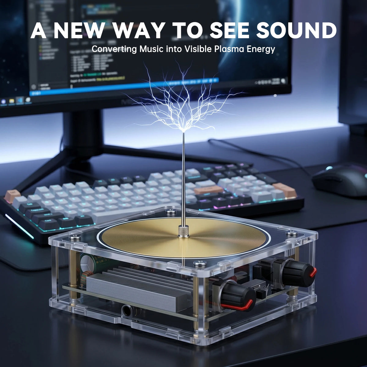 Music Reactive Plasma Coil Desktop Display