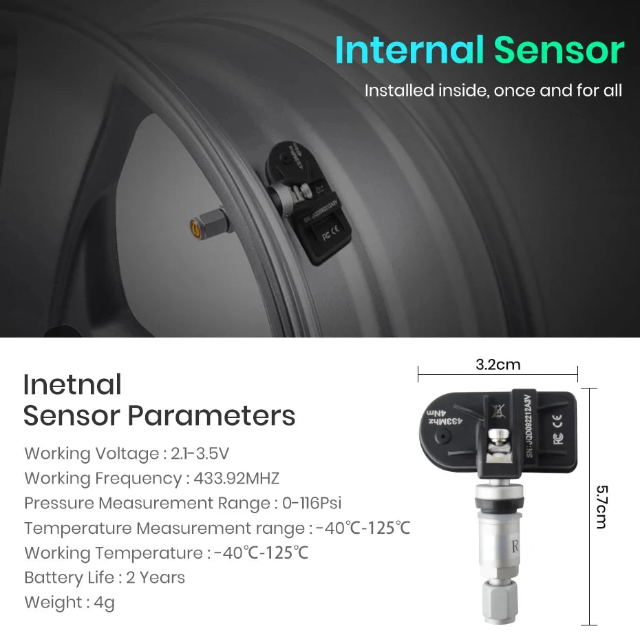 USB Tire Pressure Monitoring System with Internal Sensors