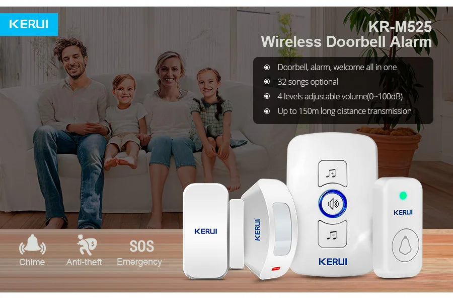 KERUI Wireless Door Sensor Doorbell with 60 Chimes, 500ft Range