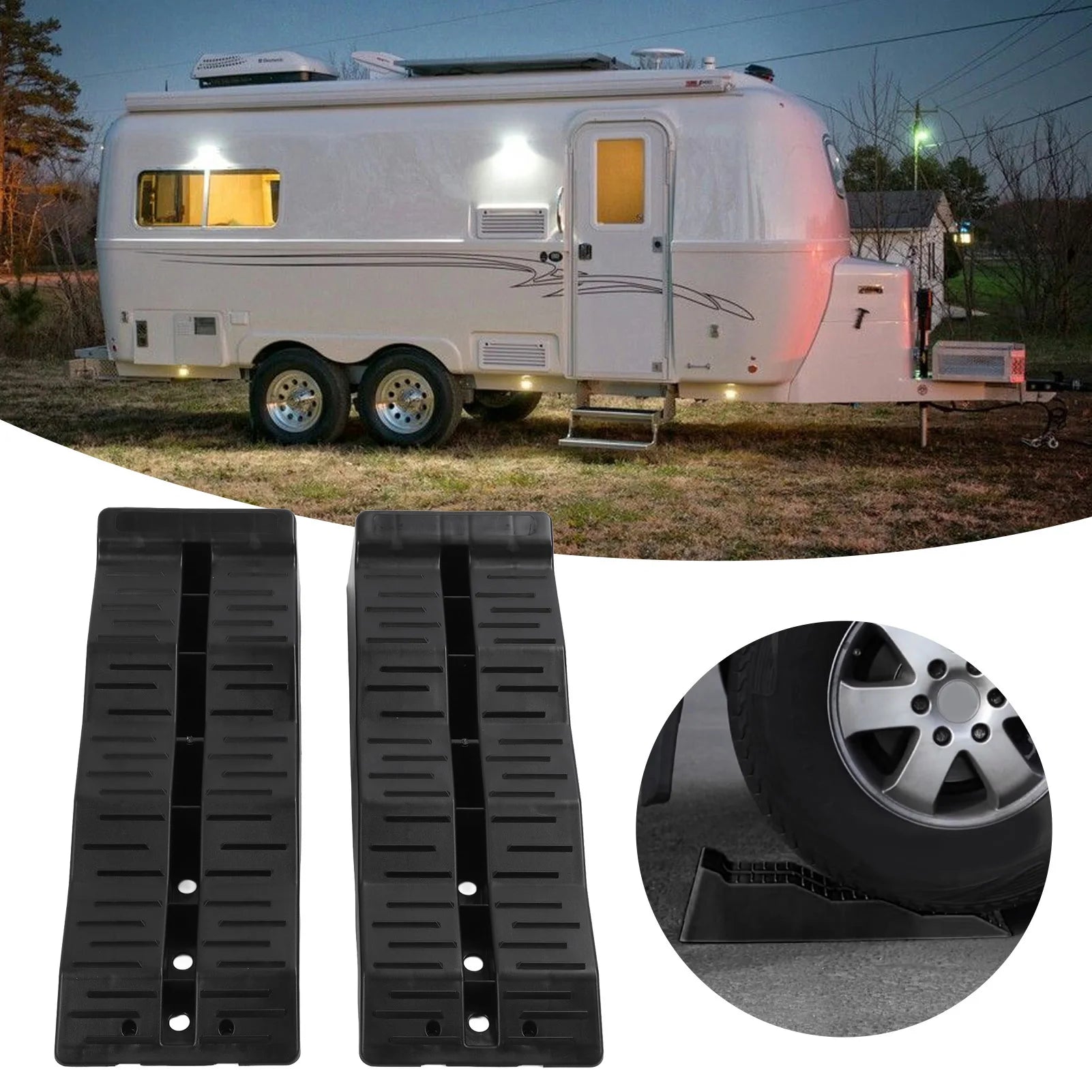 RV Leveling Ramps Blocks 3 Step 11000LBS Load Capacity RV Leveler Wheel Chock for Travel Trailer Campers Truck