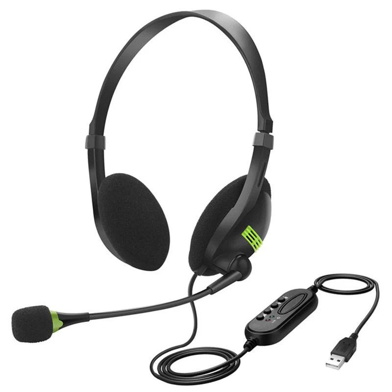 Wired USB Headset with Microphone and Volume Control