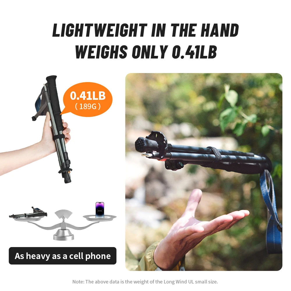Carbon Fiber Trekking Poles Adjustable 103–135cm Ultralight Hiking Sticks