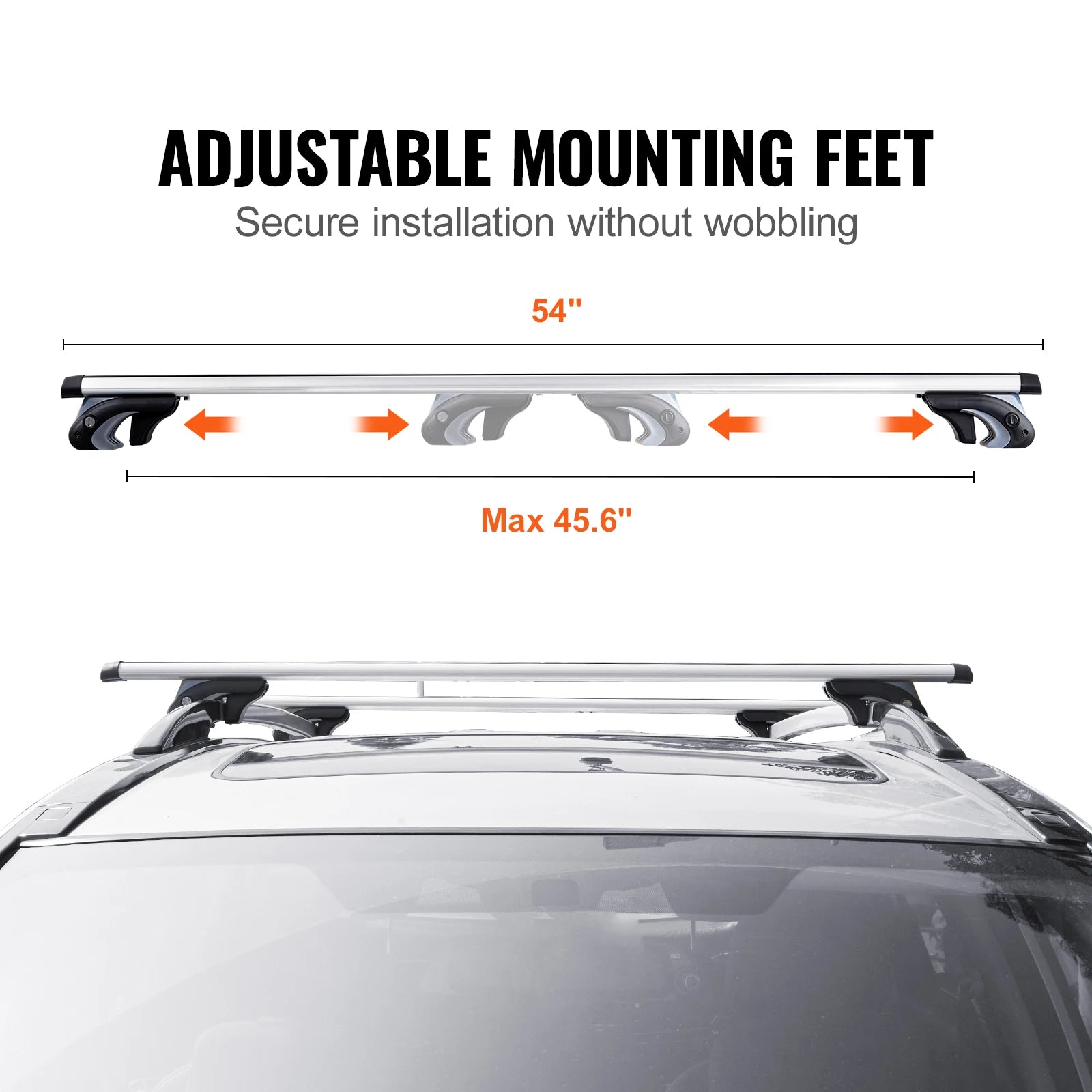 Adjustable Aluminum Roof Rack Crossbars 200lbs for SUVs & Sedans