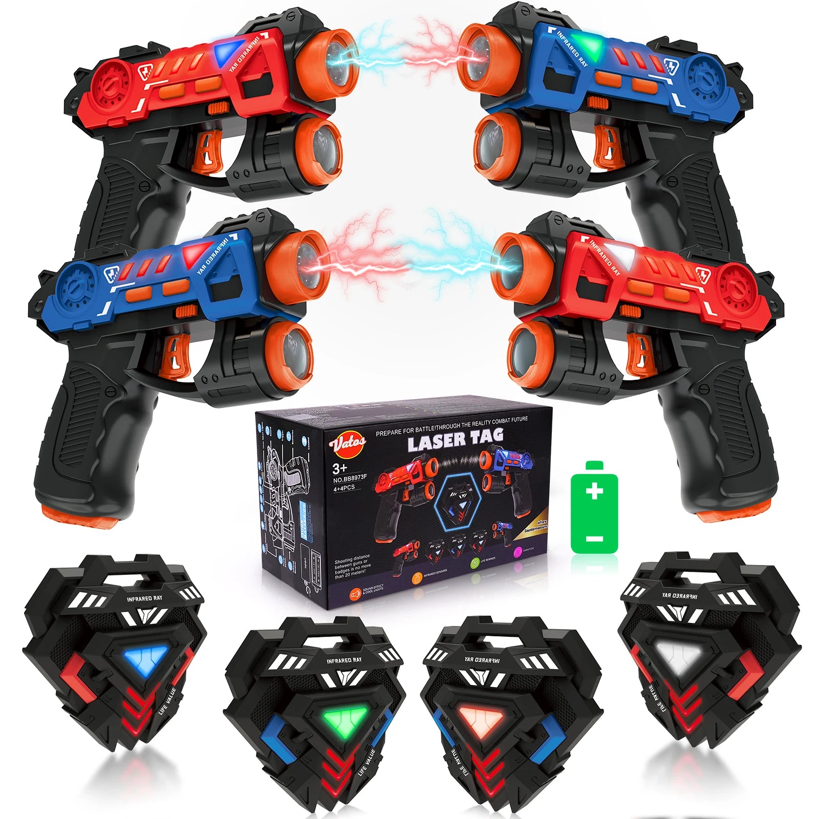 VATOS Mini Laser Tag Guns Set for Kids with Badges