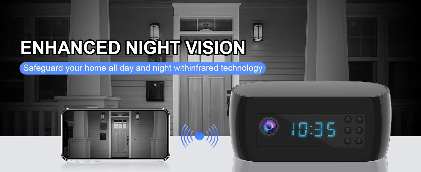 Full HD 1080P Mini Wifi Camera Clock Night Vision Wireless Control IR View Camcorder Home Surveillance Monitor Video Monitor Cam