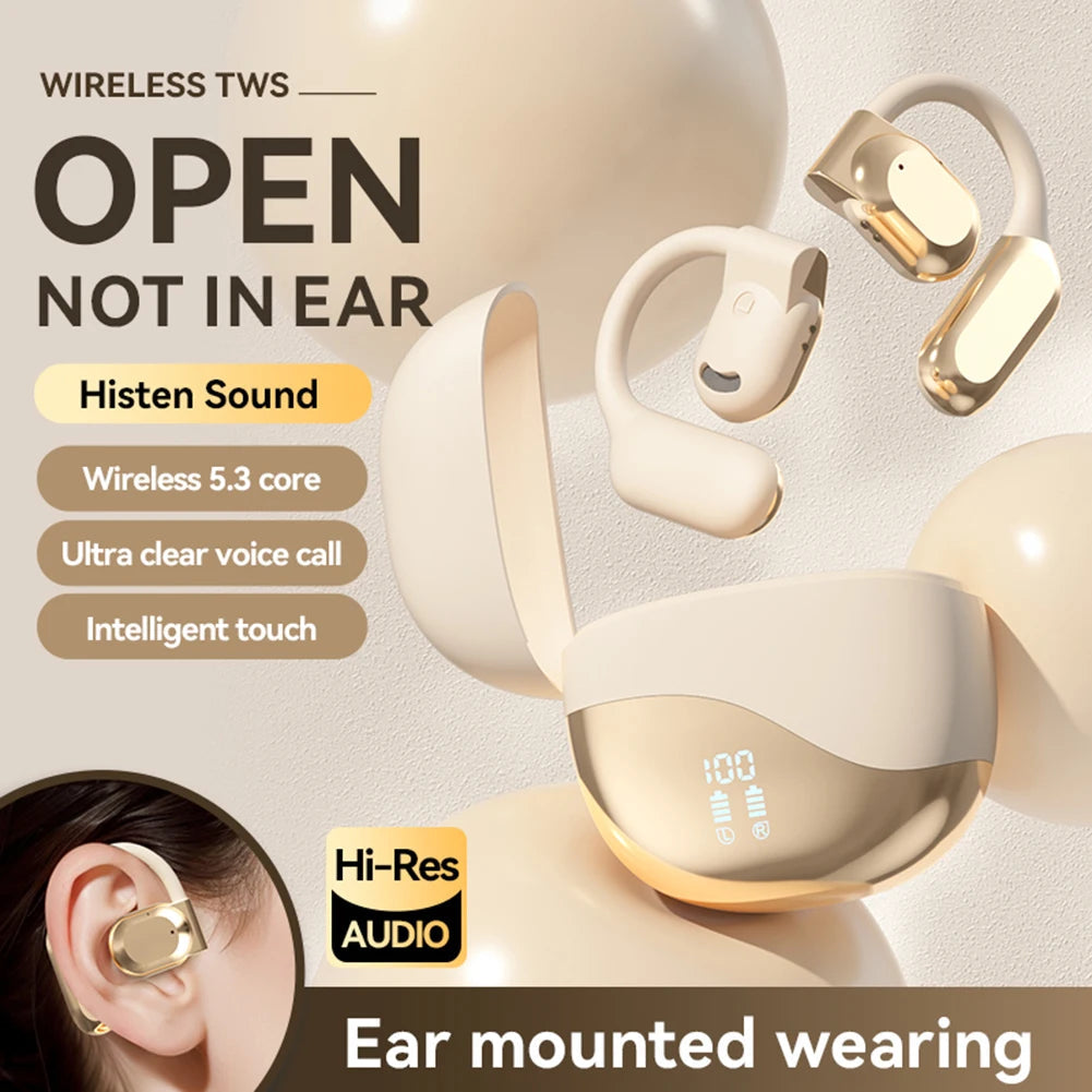 AI Translator Earbuds Bluetooth 5.4 Noise Cancelling Real Time Translator Ear Hook Two-Way Voice Translator for Business Travel