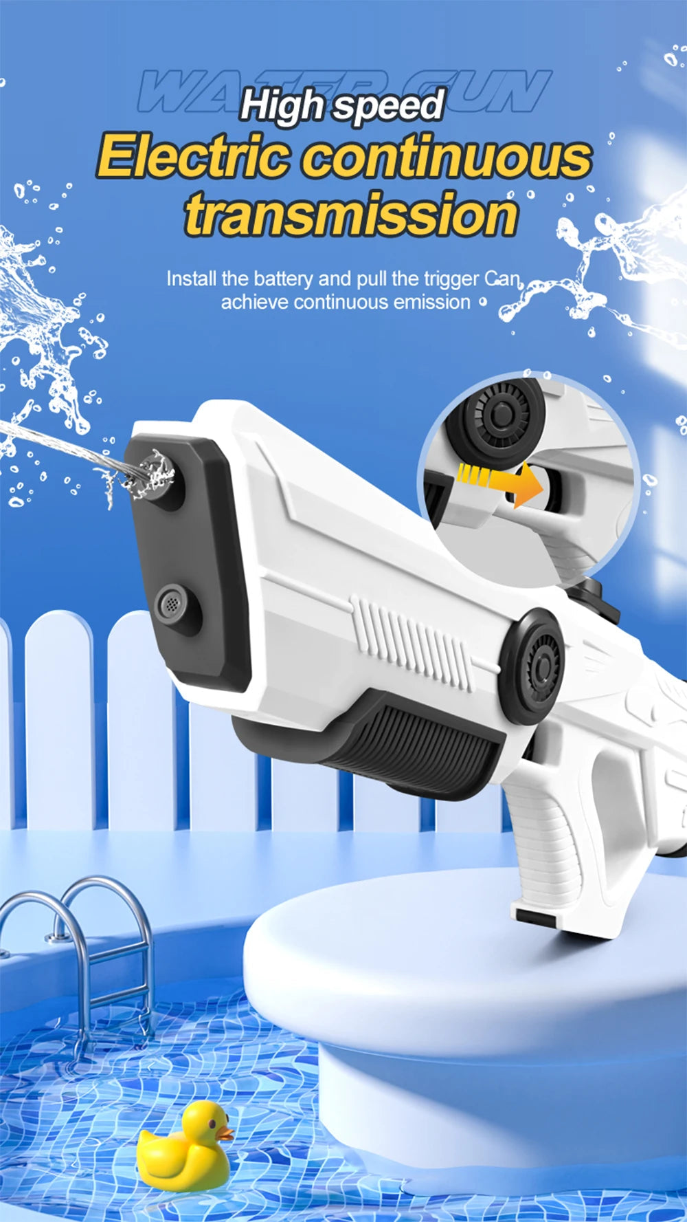 Electric Automatic Water Storage Gun Toys Portable Children Summer Beach Outdoor Fight Fantasy Spray Gun Toys Boy Kid Adult Game