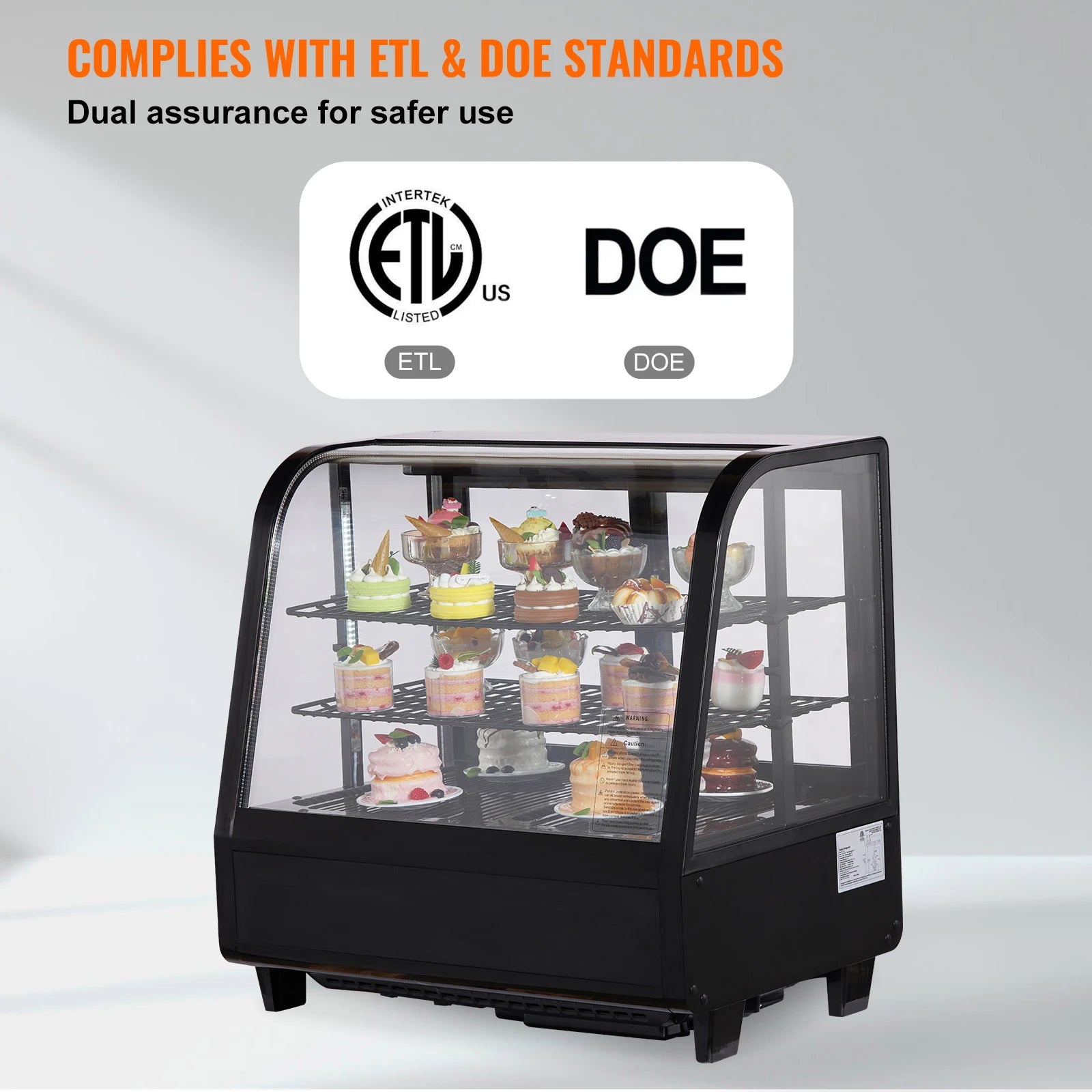 Countertop Refrigerated Display Case with LED Lighting and Turbo Cooling