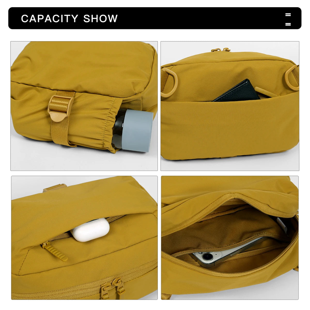 Borsa per borraccia da portare a tracolla, adatta per viaggi all’aperto ed escursioni, custodia portatile per ombrello e borraccia, borsa a spalla monospalla capiente per cellulare