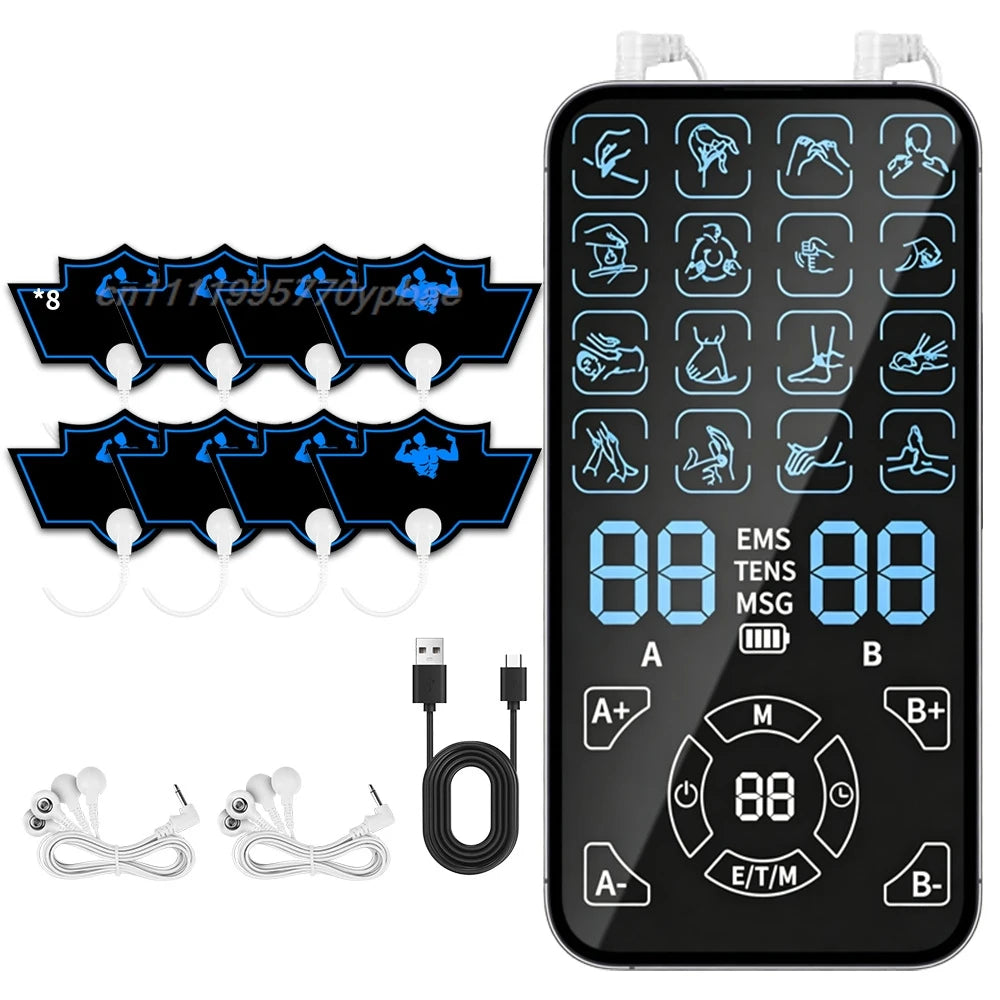 Rechargeable Dual-Channel TENS/EMS Massager, 16 Modes