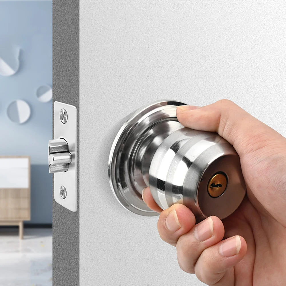 Stainless Steel Keyed Door Knob Set with 3 Keys