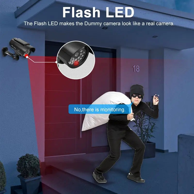 Solar Dummy Camera with Flashing Red LED