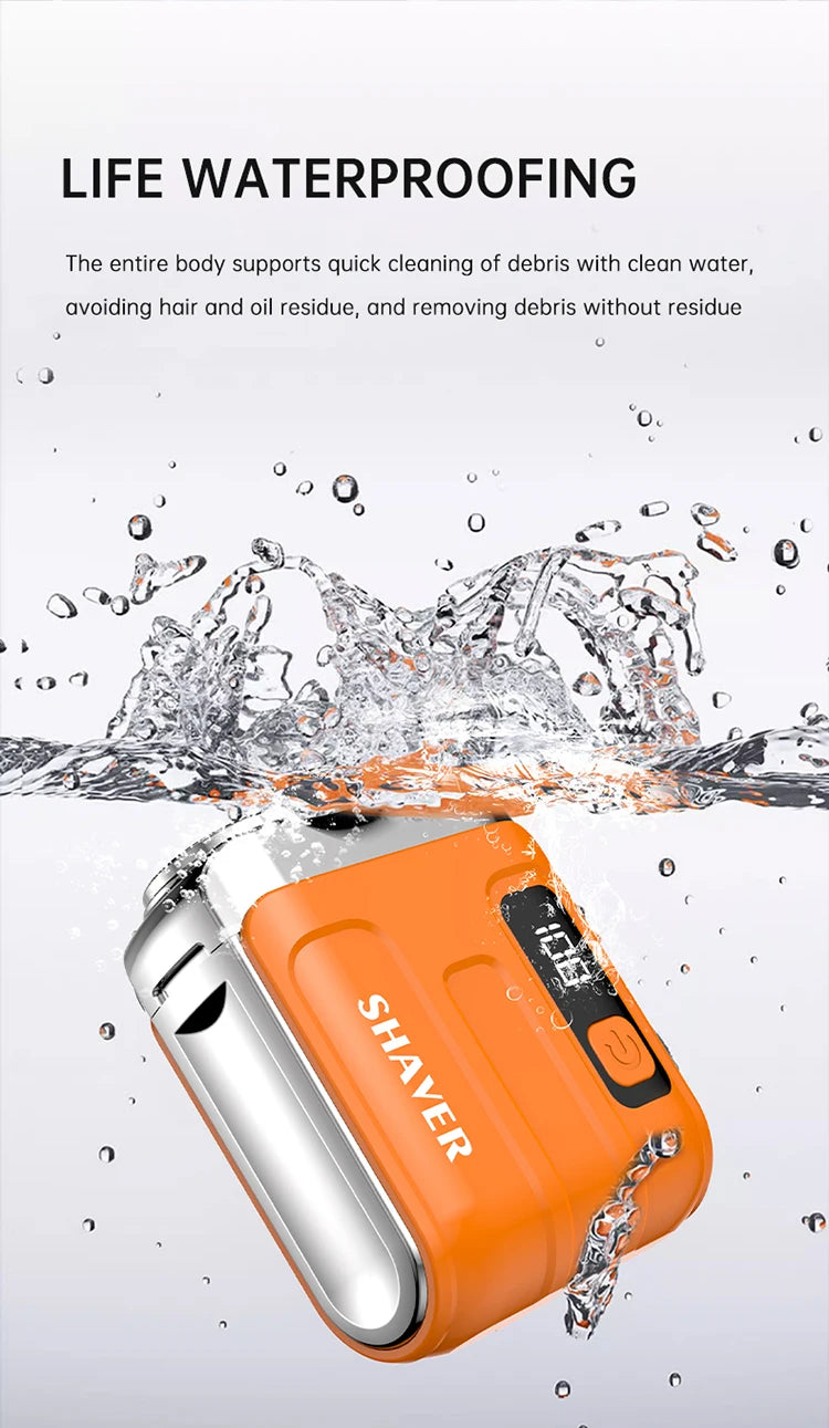 Mini Electric Shaver with Dual Blades & Digital Display