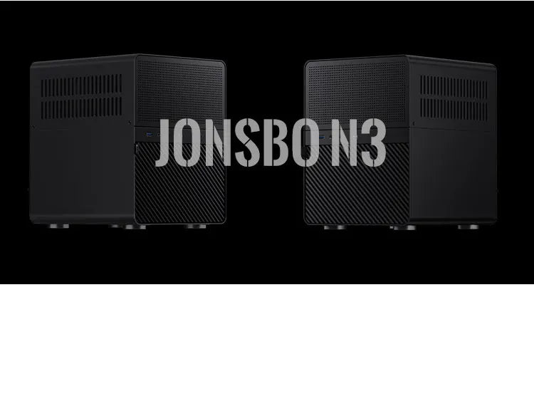 JONSBO N3 Mini NAS-chassi ITX Mini aluminium med stålplatta, stöd för 130 mm CPU-kylare, två 100×25 mm-fläktar ingår