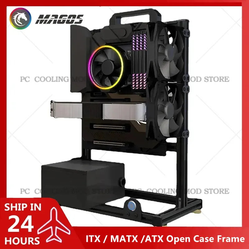 Open Frame Aluminum PC Case for ITX/MATX/ATX Builds