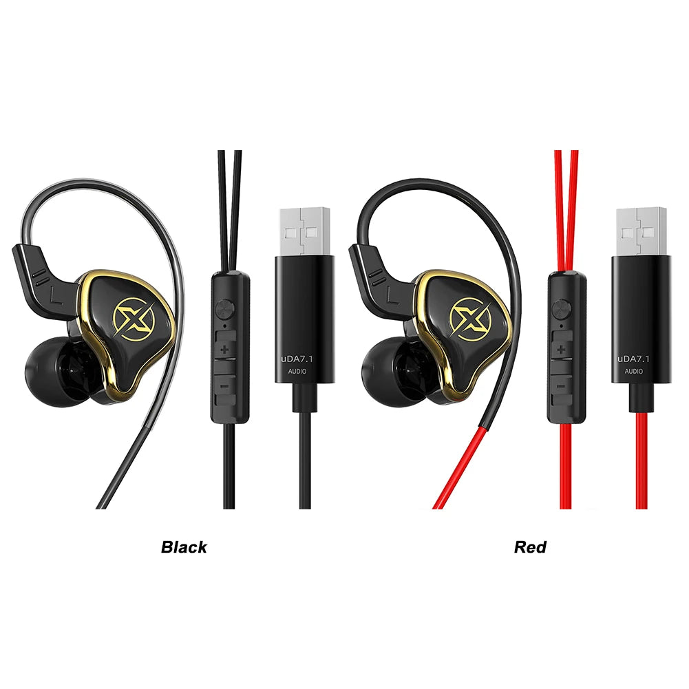 USB Gaming Headset With Microphone Wired Remote Control Earphones Noise Cancelling PET Diaphragm for PC Computer PS4 PS5