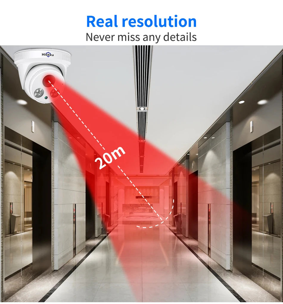 5MP PoE IP Dome Sicherheitskamera mit Bewegungserkennung, Innen/Außen