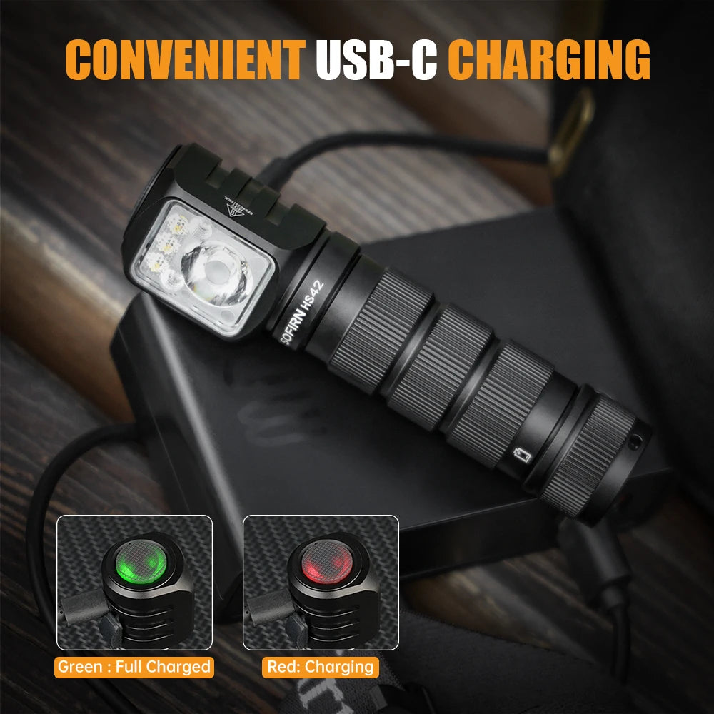 Sofirn HS42 Φακός κεφαλής 2100lm USB‑C Επαναφορτιζόμενος με Power Bank